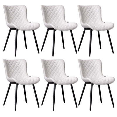 Chaise d'appoint à oreilles Heitger, chaise de salle à manger rembourrée en cuir, chaise de salle à manger moderne capitonnée
