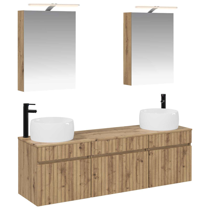 Vanity & Mirror Set, Artisan Oak