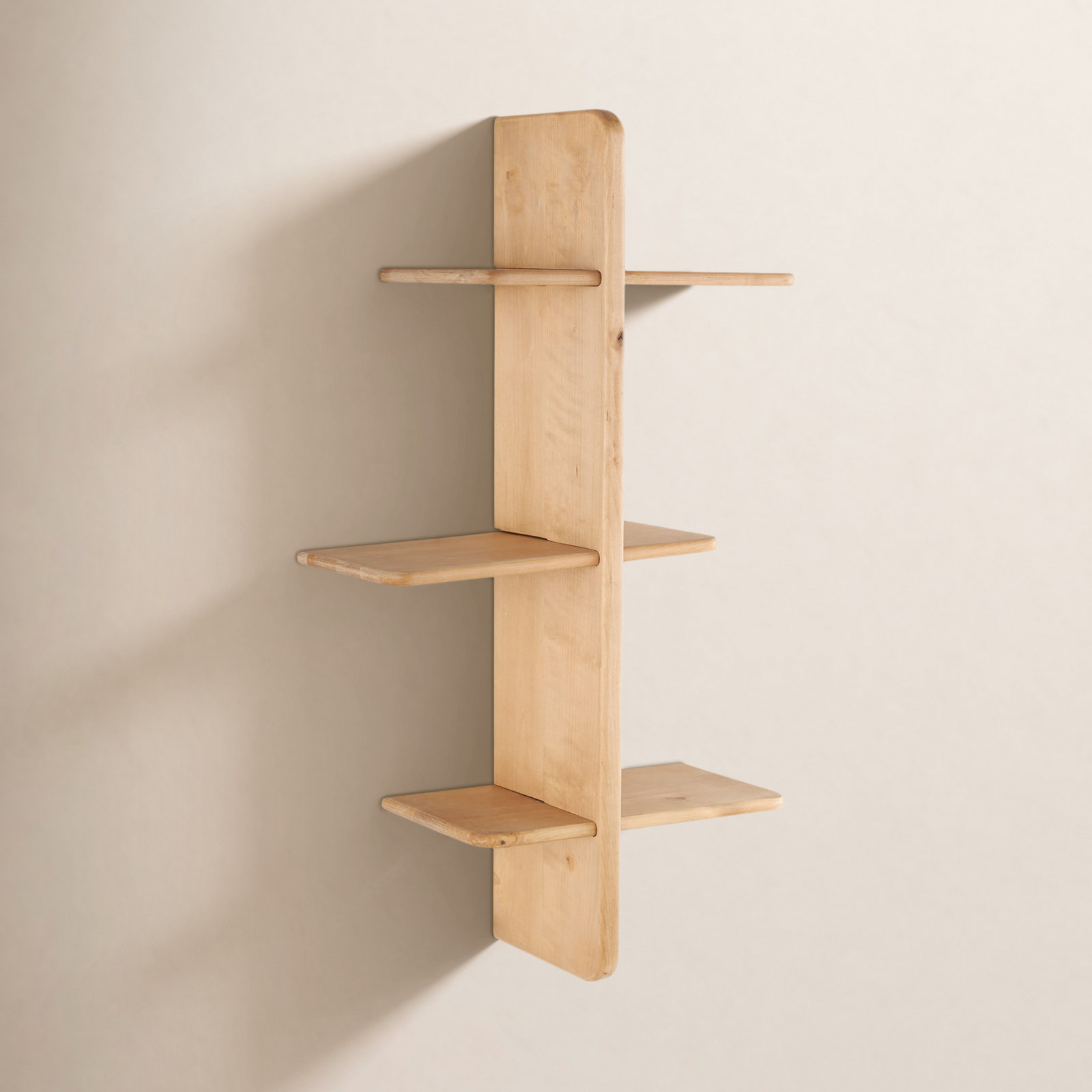 Cole And Grey Wood Handmade 6 Shelf Wall Shelf, Brown