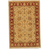 Wool Oriental Area Rug in Ivory/Red