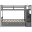Lit superposé convertible simple au-dessus de double gris avec tiroirs de rangement, tablettes et escalier - Lit superposé pour enfant peu encombrant