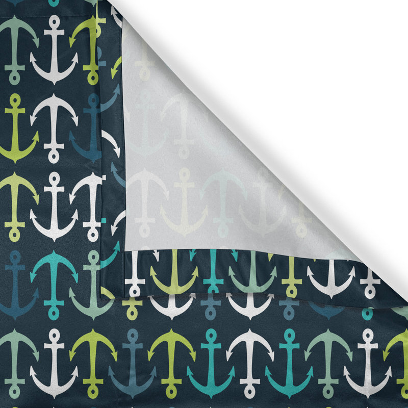 Breakwater Bay Anchor Grommet Curtain Decorative 2-Panel Window Drapes, 50"x72", Dark Blue Green White, 50" W x 108" L