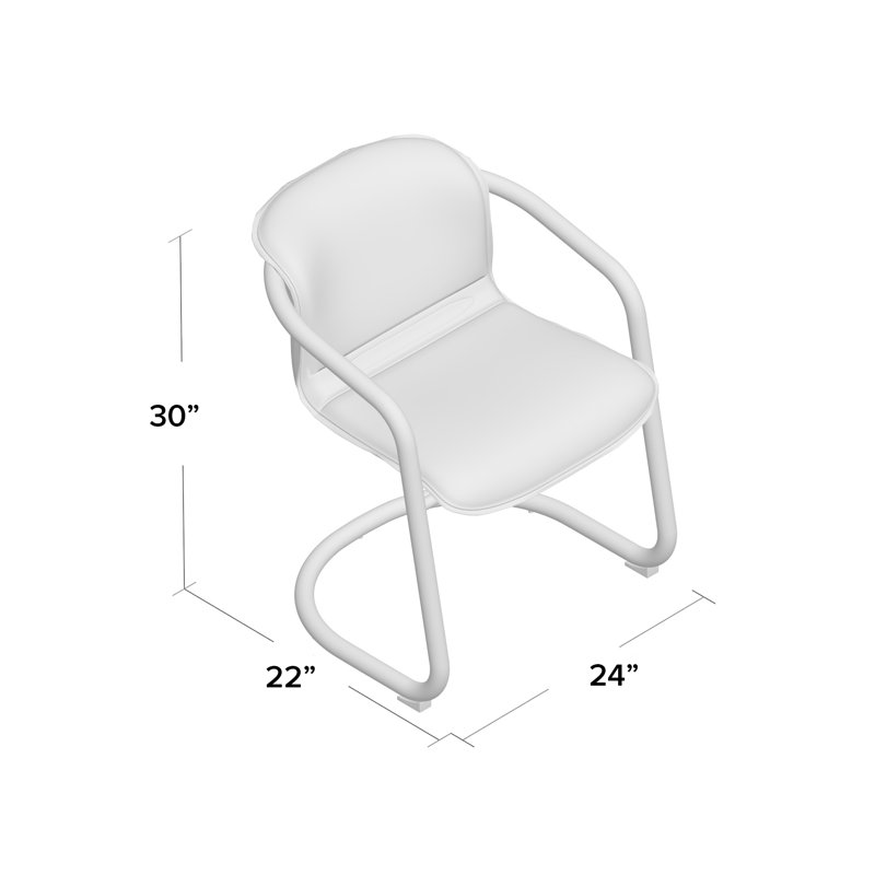 Chaise avec accoudoirs en métal Gubman, Blanc rétro