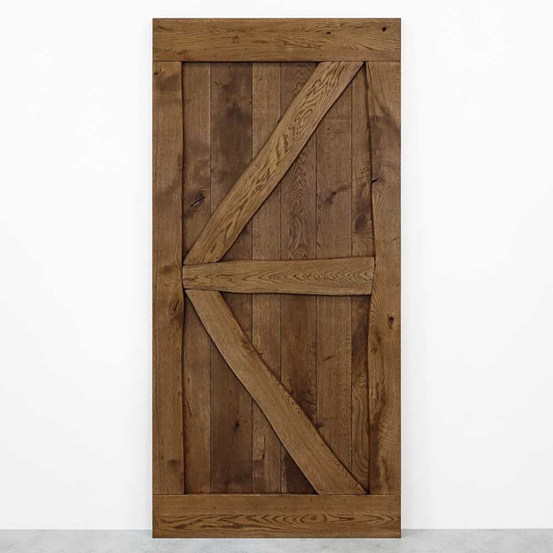 Virpi Solid Oak Barn Doors, 210cm H x 80cm W x 4cm D, Brown Oil
