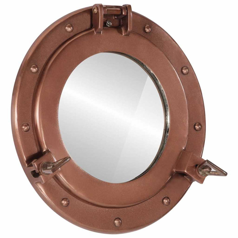 Porthole Mirror Wall Hanging Aluminium And Glass, 30 cm H x 30 cm W, Bronze