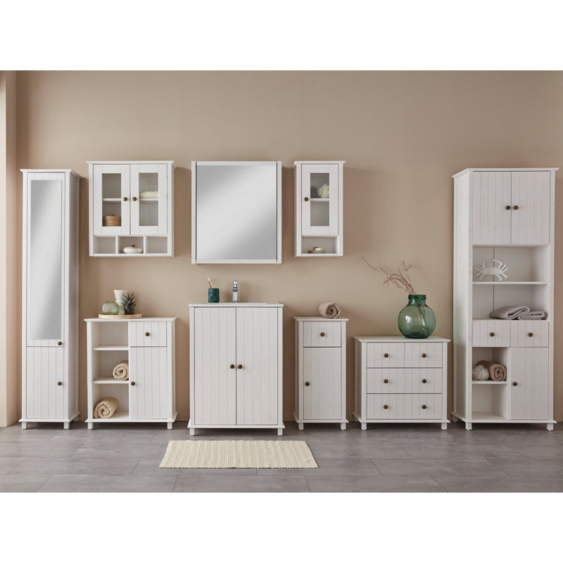 Aaeedah Solid Wood Freestanding Linen Cabinet, White