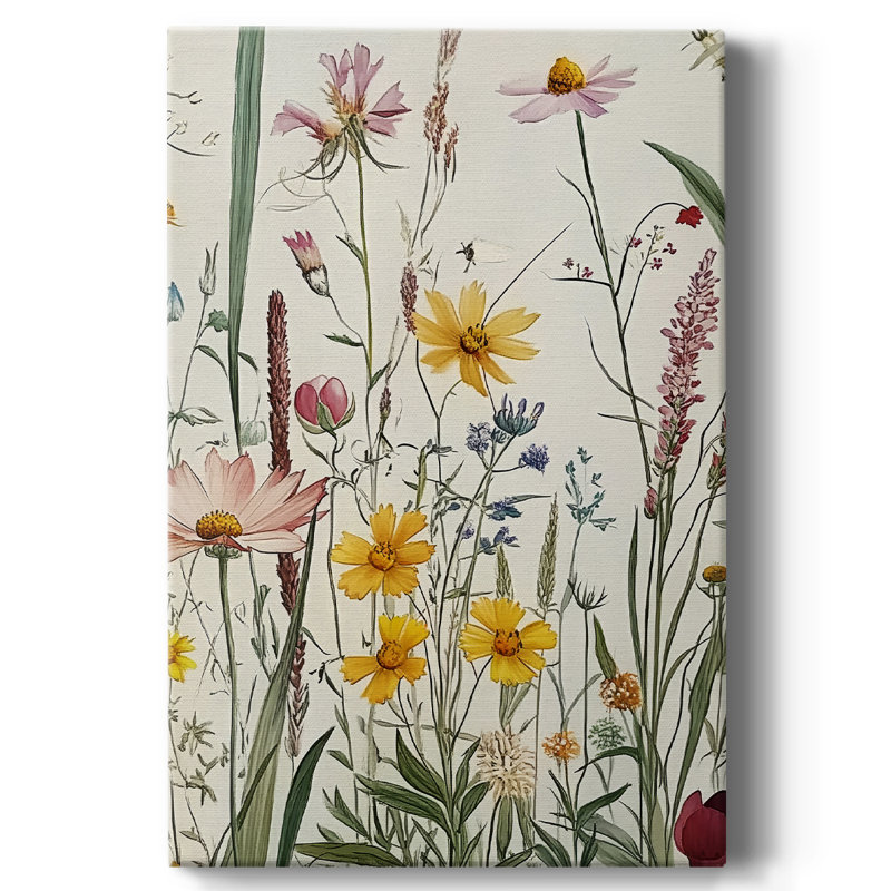 Floral, toile tendue avec châssis CXLVI - prête à être accrochée, H 60 po x l 40 po