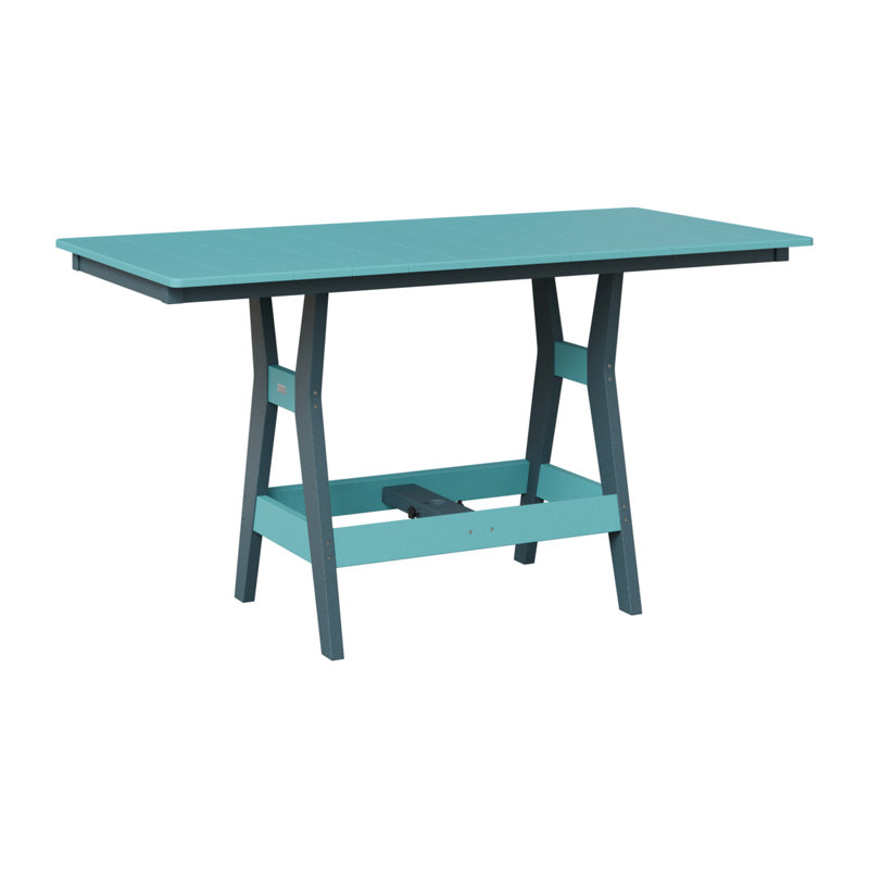 Harbor Outdoor Bar Table, Slate, Aruba Blue, 35.5" H x 66" W x 33" D
