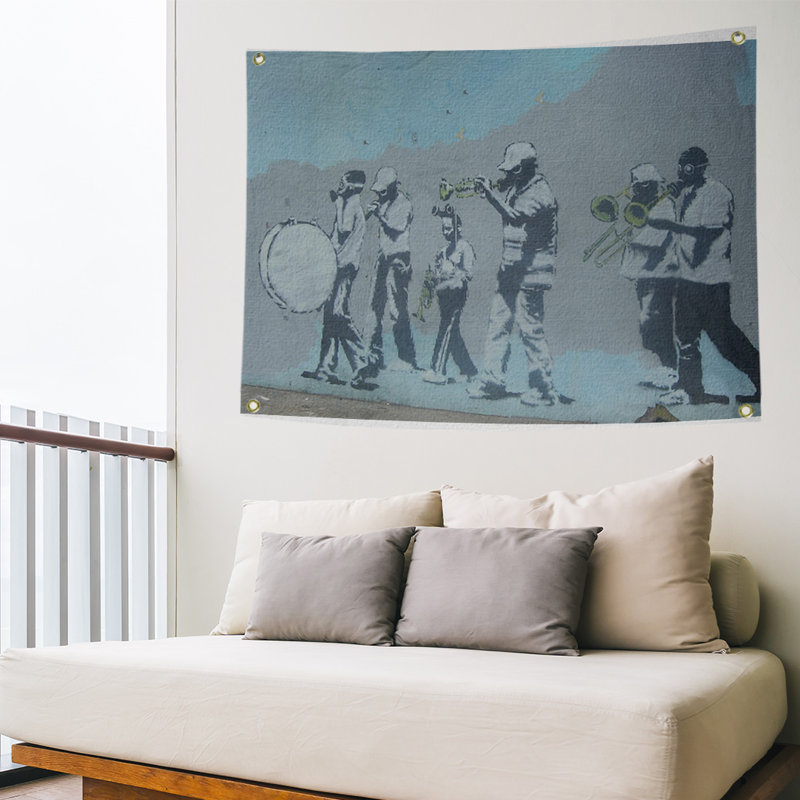 Tapisserie de ruban en polyester de musiciens, H 26 po x l 36 po x P 1 po