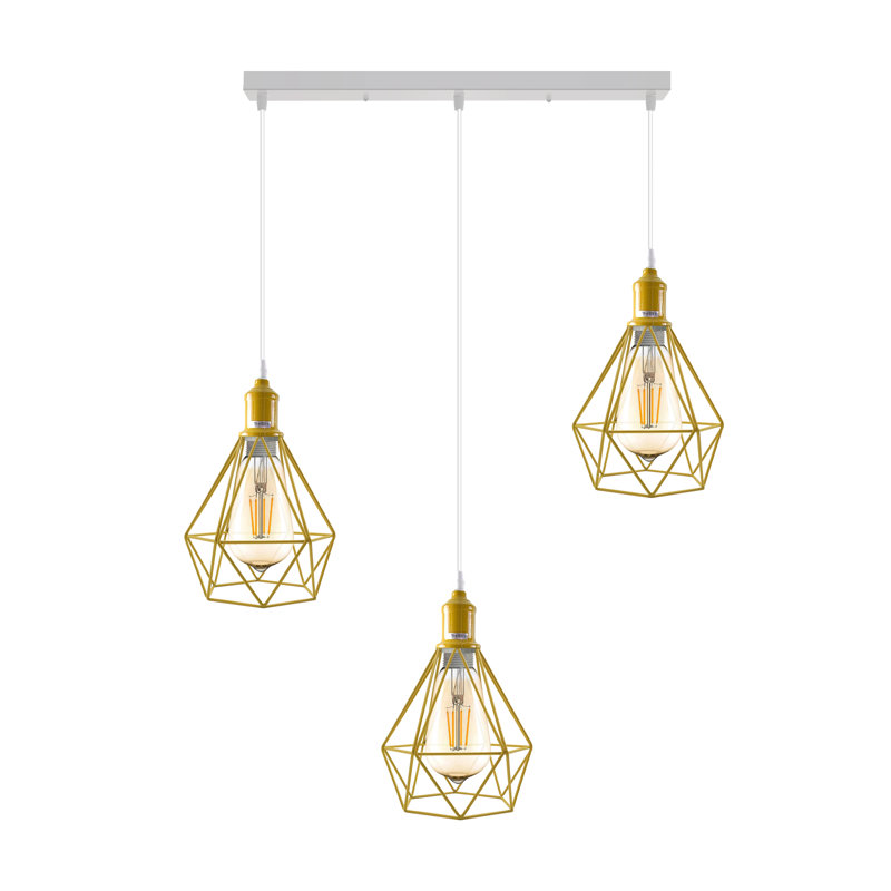 Allaynah 3 - Light Silver Kitchen Island Pendant, Yellow