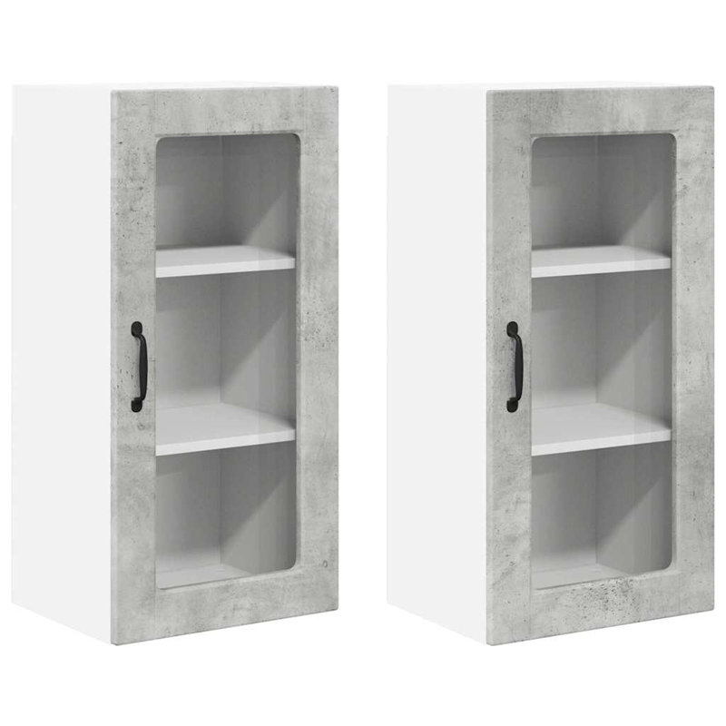 Vidaxl Kitchen Cabinet 2 Pcs Black 40 X 31 X 80 Cm Engineered Wood, Concrete Grey