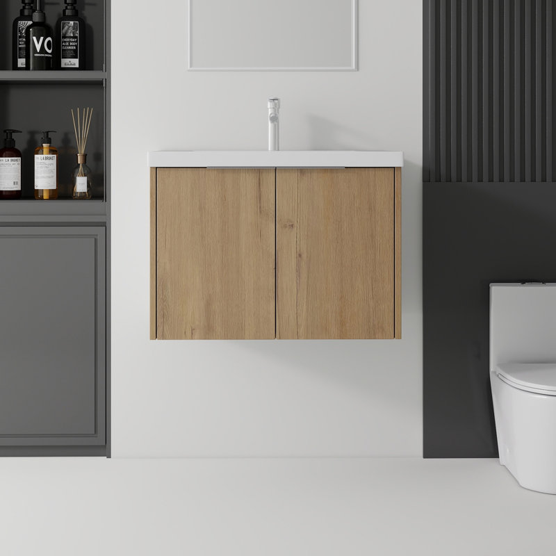 Meuble-lavabo flottant avec lavabo, L 30 po, Sonoma Oak