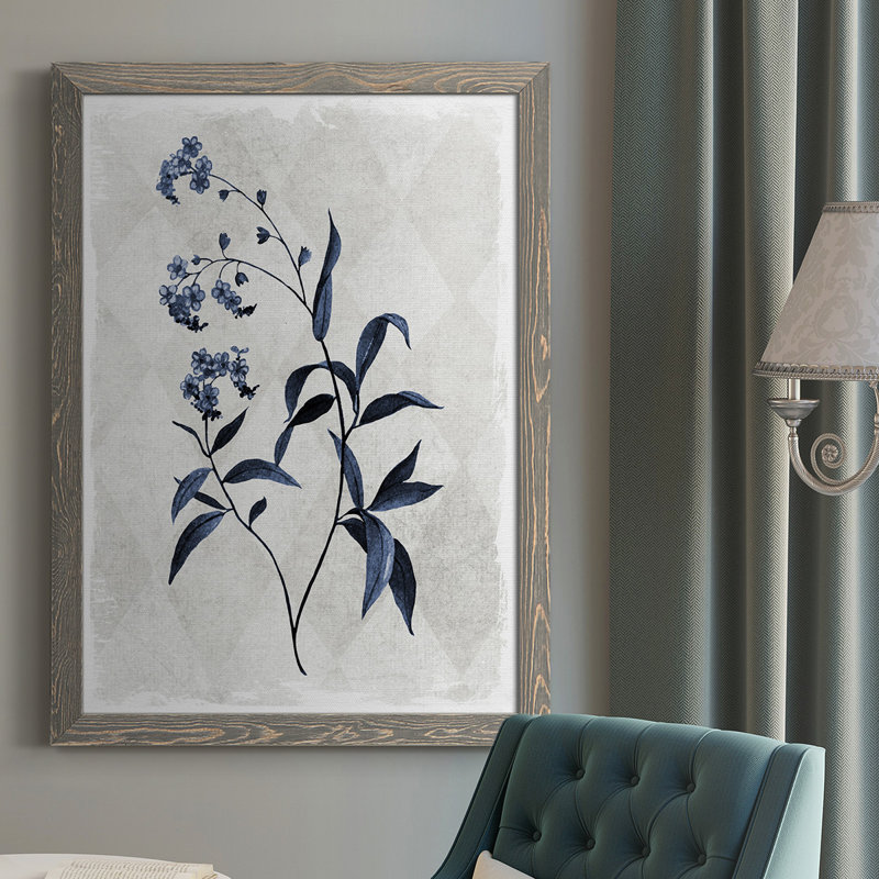 Harlequin Botanical I, reproduction d'art sur toile, H 37,5 po x l 27,5 po x P 1 po, Encadré gris