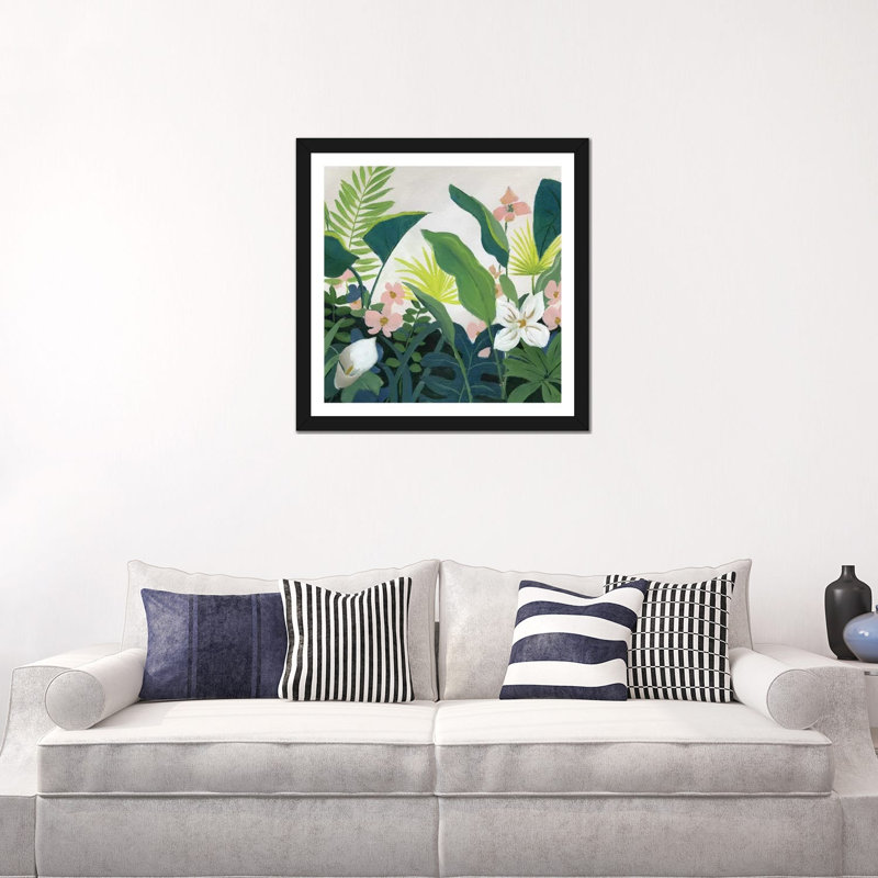 «Tropics» par Nan - reproduction imprimée, Cadre noir, H 24 po x l 24 po x p 1 po