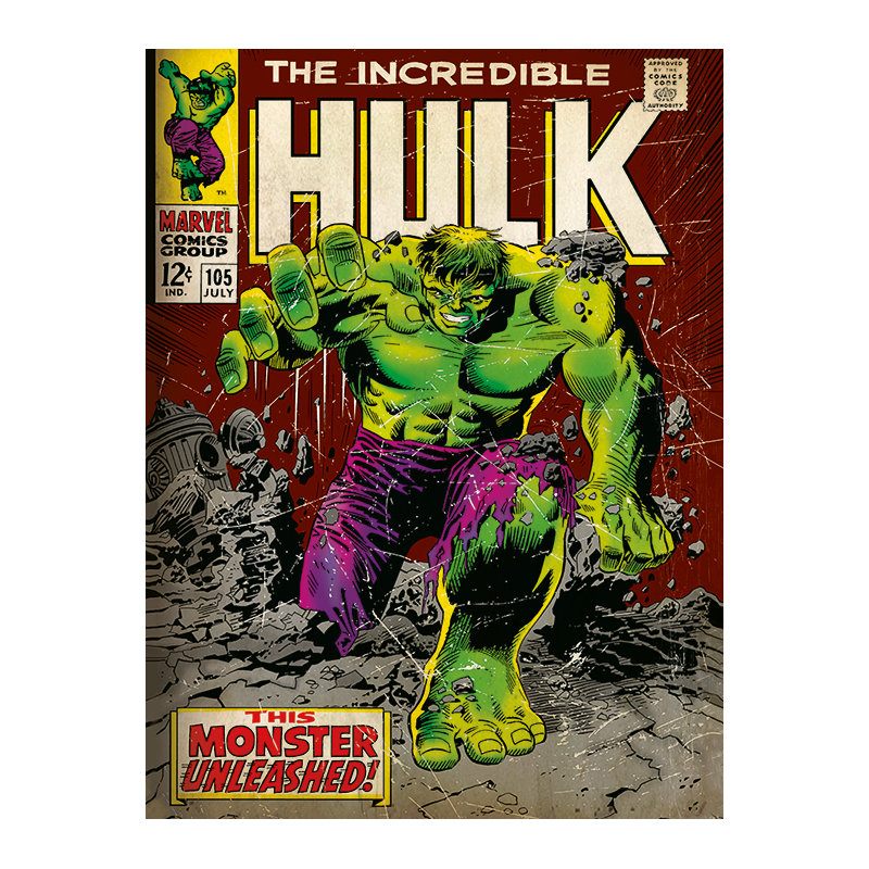 Incredible Hulk "Monster Unleashed" Vintage Advertisement, No Mount, Linen, 80cm H x 60cm W