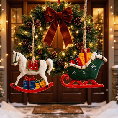 Ornements de Noël en résine 3D suspendus, cadeau de maison de fête et bas en forme d'arbre, décorations de Noël classiques pour l'intérieur et l'extérieur