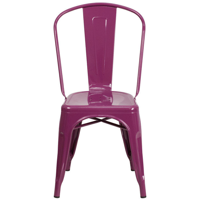 Chaise d'appoint empilable en métal Lily, Mauve