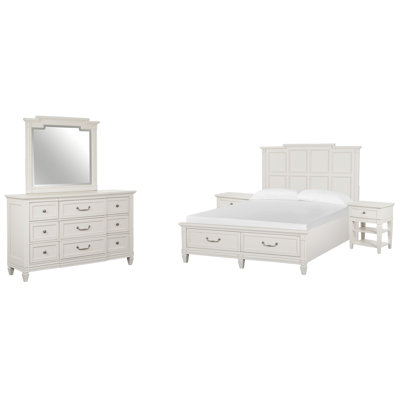 Grand lit de rangement avec commode 2 tiroirs avec miroir de paysage Murtagh