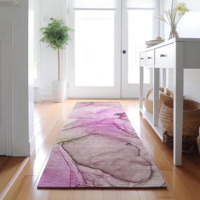 Premium Machine Washable Cerrito AMF502 Pink Rug