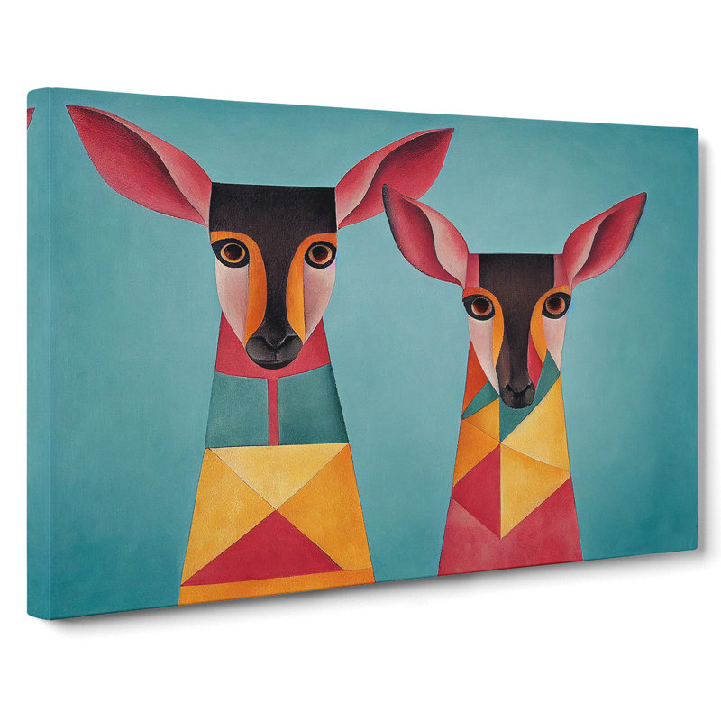 Two Deer Abstract - Wrapped Canvas, 35cm H x 50cm W x 3cm D