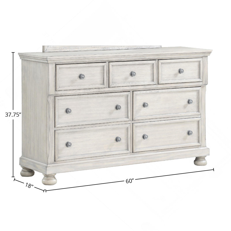 Commode sept tiroirs gris antique, Naturel