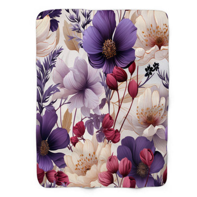 Plum Blossom - 1 Piece Premium Sherpa Blanket