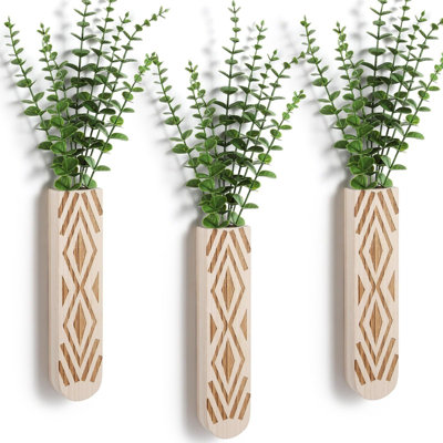 Boho-chic 3-pack Wood Wall Planter