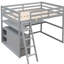 Lit mezzanine pleine grandeur gris avec bureau et tablette - Bois de pin robuste pour une chambre à coucher fonctionnelle-228614721-228614727