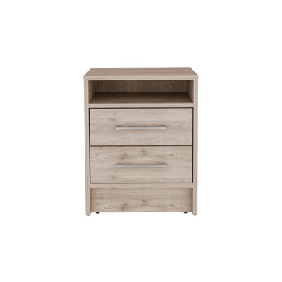 Nightstand , End Table, Side Table Superior Top, Two Drawers -Light Gray