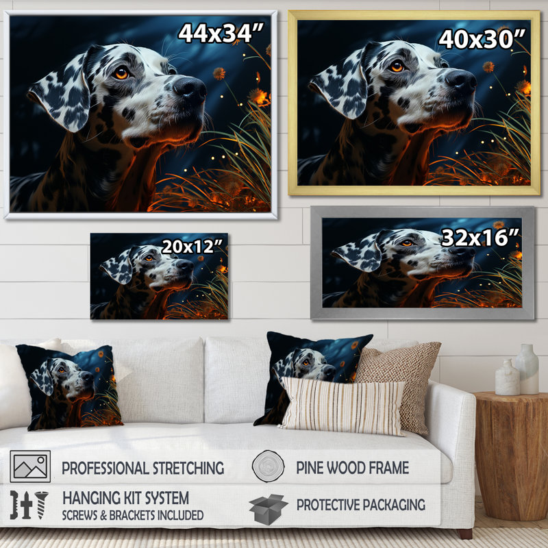 «Dalmatian Dream I», reproduction sur toile, H 30 po x l 40 po x P 1,5 po, Cadre doré à coins fermés