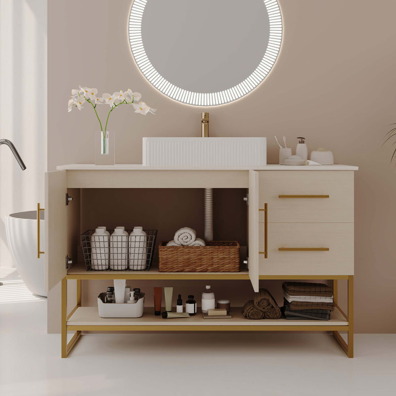 Meuble-lavabo moderne 47,2 po avec lavabo vasque en céramique, armoire autoportante Accent