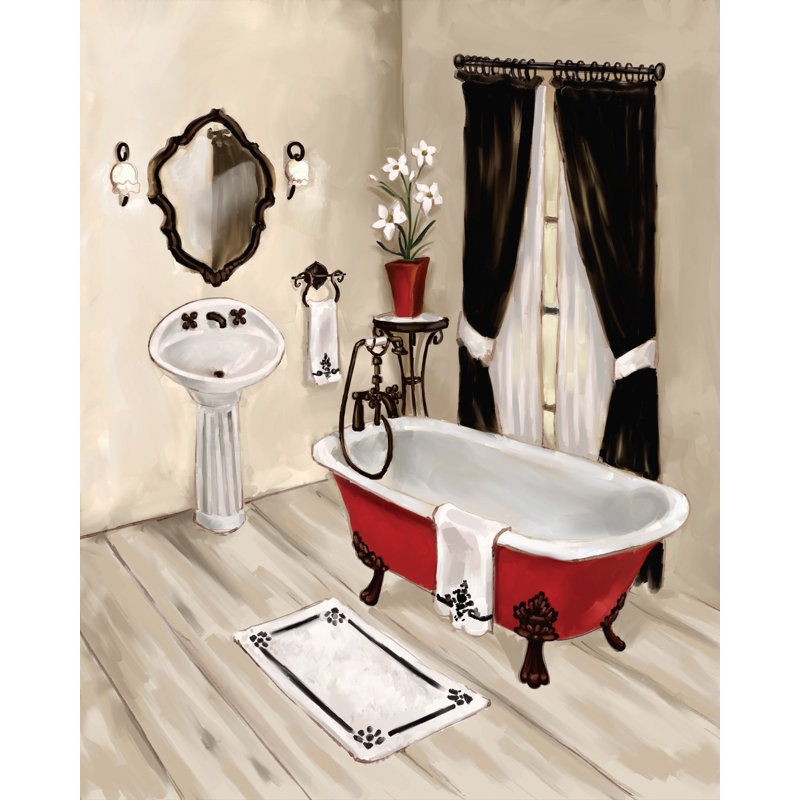 Red Bath - Painting Print, 46 cm H x 30 cm W, Wrapped Canvas