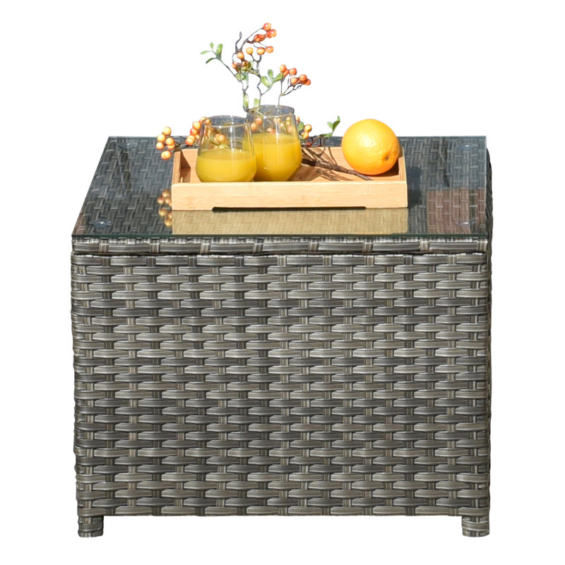 Ensemble de conversation avec canapé en rotin 6 pièces avec coussins Kaniha, Gris foncé