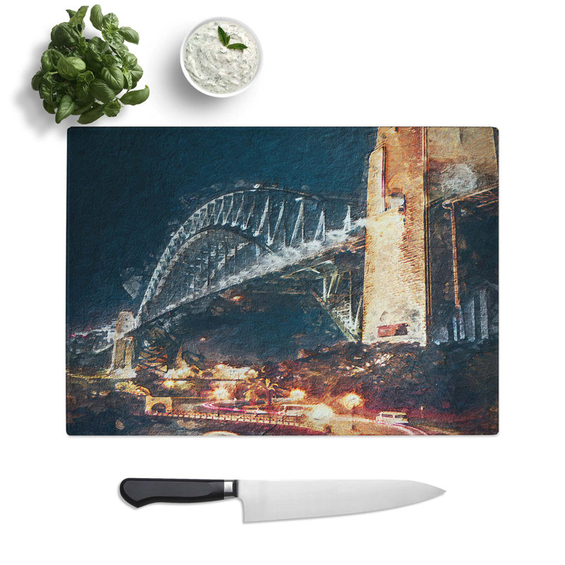 Tempered Glass Sydney Harbour Bridge Australia Chopping Board, 39 cm W x 28.5 cm L