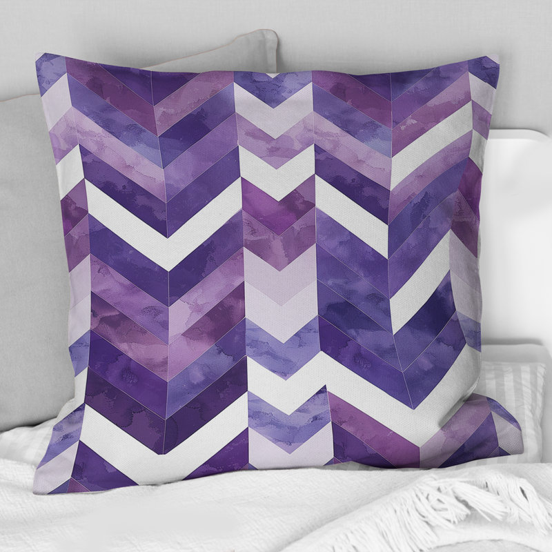 Coussin mauve Mid-Century Chevron II, H 16 po x l 16 po