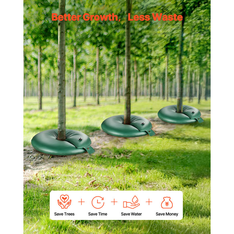 Sac d'arrosage pour arbre à libération lente, paquet de 4 sacs / anneau d'arrosage pour arbre de 20 gallons, sacs d'eau réutilisables pour anneau d'arrosage, système d'arrosage robuste pour arrosage goutte à goutte