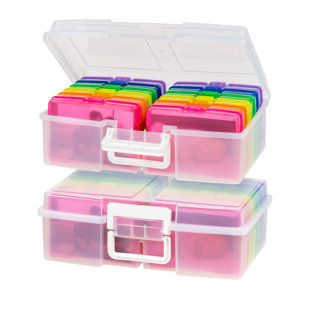 2 Pack 24 Grids Clear Plastic Organizer Box Storage Container with  Adjustable Divider Craft Organizers and Storage Bead Storage Organizer Box  for DIY Jewelry Tackles with 2 Sheets Label Stickers