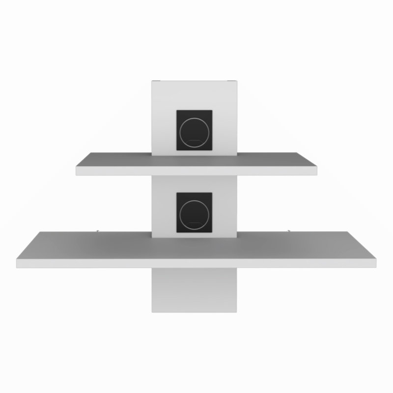 Floating Shelf, 2 Tier-Shelf Wall Unit With Cable Management