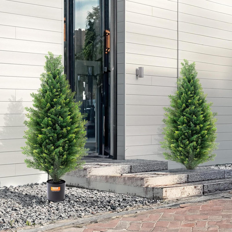 Ensemble de 2 fausses plantes artificielles en cèdre, H 36 po x l 4,7 po x P 4,7 po