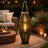Prish Tall Lantern, Glass Insert, 33 Inch Green Bamboo Frame, Hemp Rope