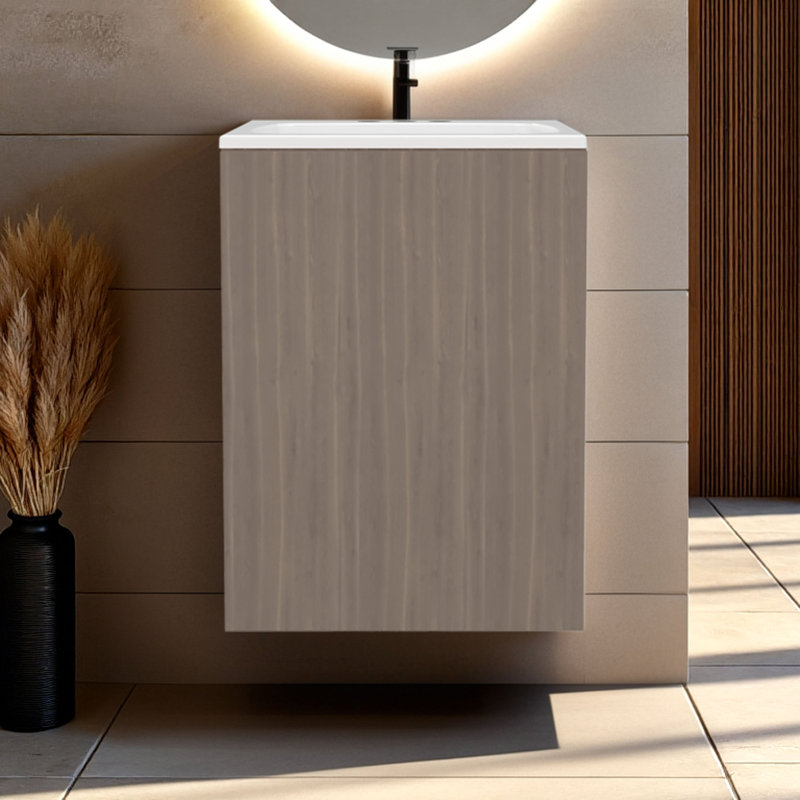 Armoire de salle de bain à 2 tablettes avec porte simple, Chêne blanc