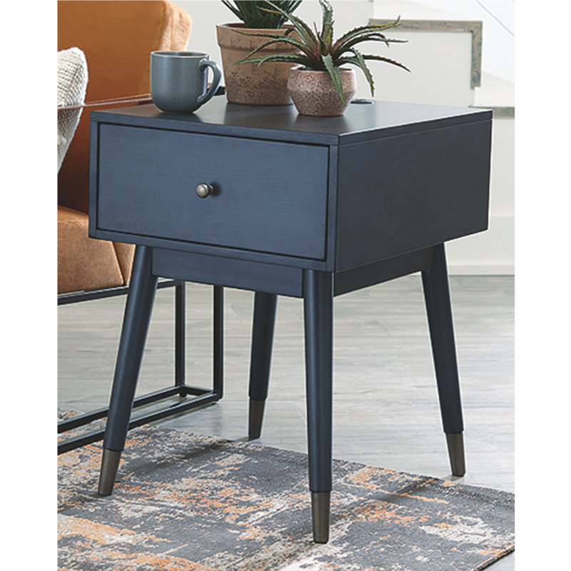 Caila End Table with Storage, Blue