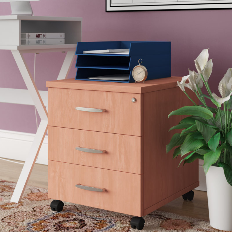 Impulse 43cm Wide 3 -Drawer Mobile File Cabinet, Beech