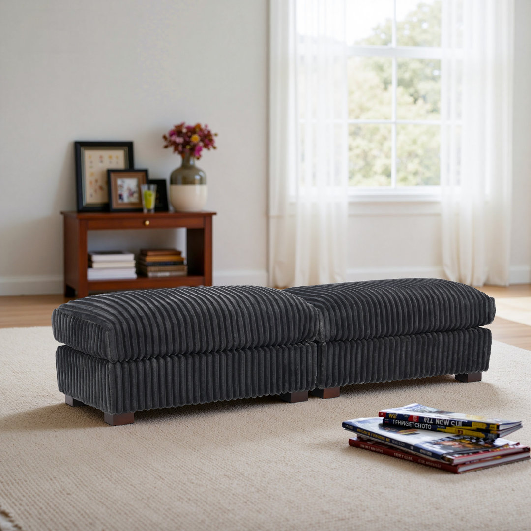Faux Rabbit Fur Upholstered Ottoman