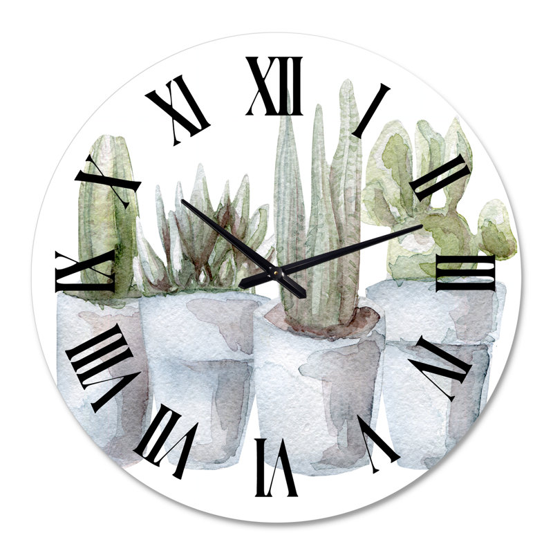 Cactus et plantes grasses V - horloge murale, Surdimensionné
