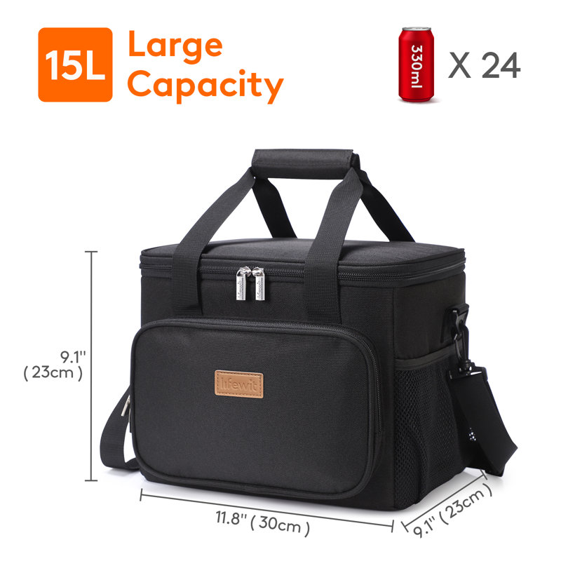 Large Lunch Bag Insulated Lunch Box Soft Cooler Cooling Tote For Adult Men Women, 9.06cm H x 9.06cm W x 11.81cm D, Black
