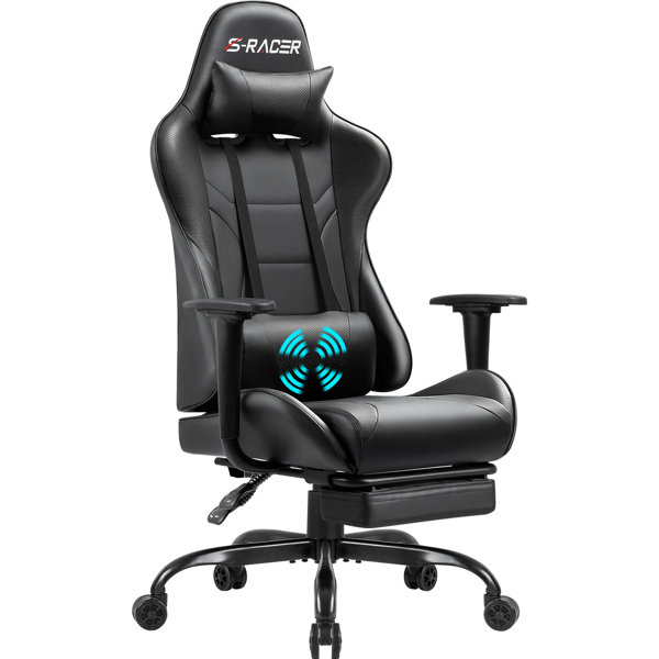 Gamer Gear Gaming Office Chair with Extendable Leg Rest, Black Fabric  Upholstery