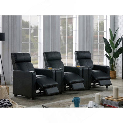 Cinéma maison rembourré 3 places avec 2 consoles de coin Warren