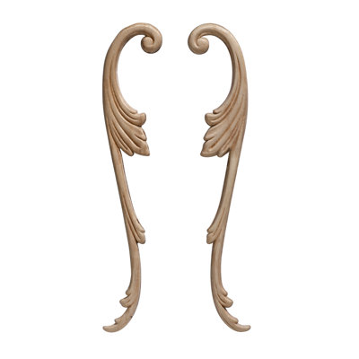 2'' H x 10.38'' W x 0.22'' D Wood Onlay Scroll