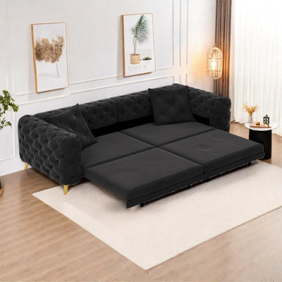 Canapé-lit convertible 97,7 po avec repose-pieds mobile pour la maison et le bureau